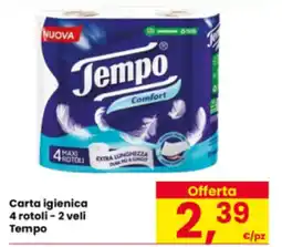 Eurospar Carta igienica 4 rotoli - 2 veli Tempo offerta