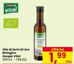 Eurospar Olio di Semi di Lino Biologico Despar Vital offerta