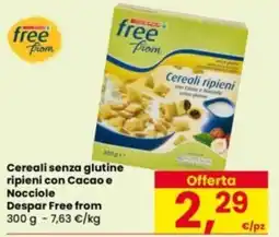 Eurospar Cereali senza glutine ripieni con Cacao e Nocciole Despar Free from offerta