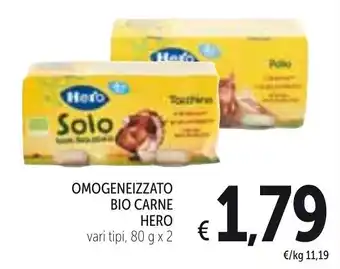 Spazio Conad Hero Omogeneizzato Bio Carne 80g x 2 offerta