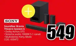 MediaWorld SONY Soundbar Bravia Theatre System 6 offerta