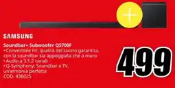 MediaWorld SAMSUNG Soundbar+ Subwoofer QS700F offerta