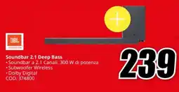 MediaWorld JBL Soundbar 2.1 Deep Bass offerta