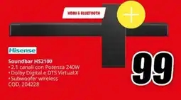 MediaWorld Hisense Soundbar HS2100 offerta
