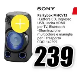 MediaWorld SONY Partybox MHCV13 offerta