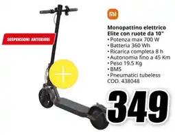 MediaWorld Monopattino elettrico Elite con ruote da 10" offerta