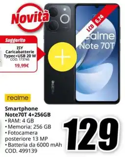 MediaWorld realme Smartphone Note70T 4+256GB offerta