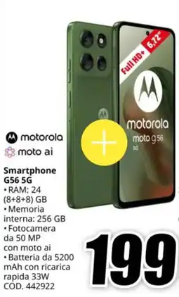 MediaWorld motorola Smartphone G56 5G offerta