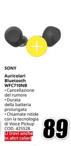 MediaWorld SONY Auricolari Bluetooth WFC710NB offerta