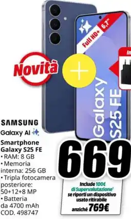MediaWorld SAMSUNG Galaxy Al Smartphone Galaxy S25 FE offerta