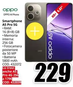 MediaWorld oppo Smartphone A5 Pro 5G offerta