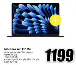 MediaWorld MacBook Air 13″ M4 offerta
