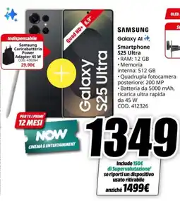MediaWorld SAMSUNG Galaxy Al Smartphone S25 Ultra offerta