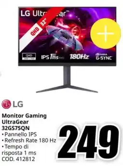 MediaWorld LG Monitor Gaming UltraGear 32GS75QN offerta