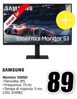 MediaWorld SAMSUNG Monitor S30GD offerta