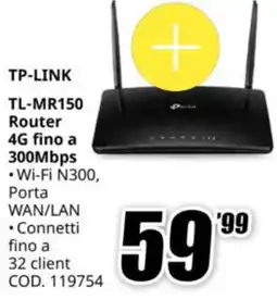 MediaWorld TP-LINK TL-MR150 Router 4G fino a 300Mbps offerta