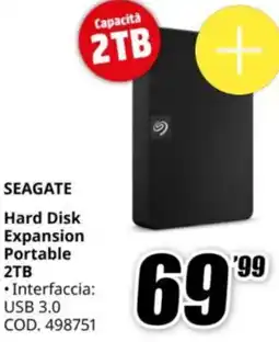 MediaWorld SEAGATE Hard Disk Expansion Portable 99 2TB offerta
