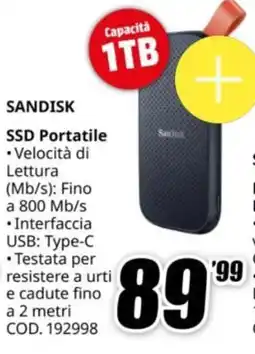 MediaWorld SANDISK SSD Portatile offerta