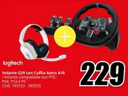 MediaWorld logitech Volante G29 con Cuffia Astro A10 offerta