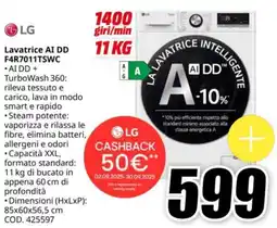 MediaWorld LG Lavatrice AI DD F4R7011TSWC offerta