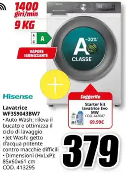 MediaWorld Hisense Lavatrice WF3S9043BW7 offerta