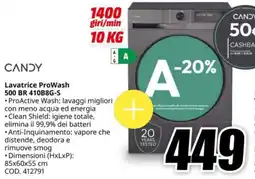MediaWorld CANDY Lavatrice ProWash 500 BR 410B8G-S offerta