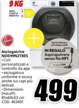 MediaWorld Hoover Asciugatrice NDEH9N2TBES offerta
