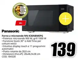 MediaWorld Panasonic Forno a microonde NN-K36NBMEPG offerta