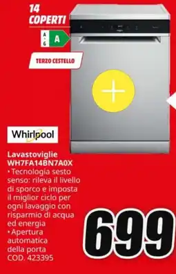 MediaWorld Whirlpool Lavastoviglie WH7FA14BN7A0X offerta