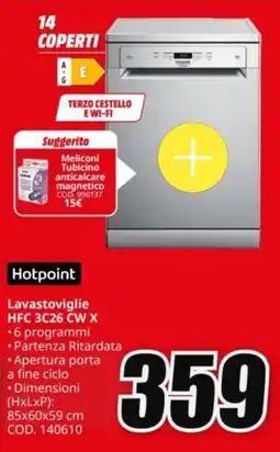 MediaWorld Hotpoint Lavastoviglie HFC 3C26 CW X offerta