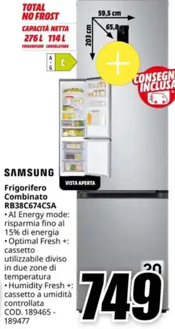 MediaWorld SAMSUNG Frigorifero Combinato RB38C674CSA offerta
