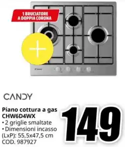MediaWorld CANDY Piano cottura a gas CHW6D4WX offerta