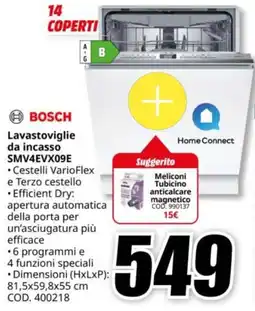 MediaWorld BOSCH Lavastoviglie da incasso SMV4EVX09E offerta