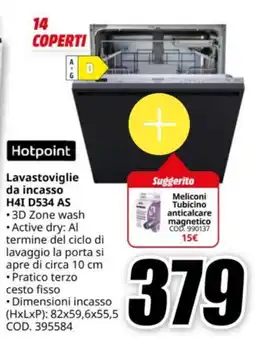 MediaWorld Hotpoint Lavastoviglie da incasso H4I D534 AS offerta