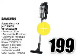 MediaWorld SAMSUNG Scopa elettrica Jet 65 Pet VS15A60AGR5 offerta