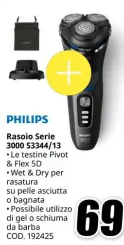 MediaWorld PHILIPS Rasoio Serie 3000 S3344/13 offerta