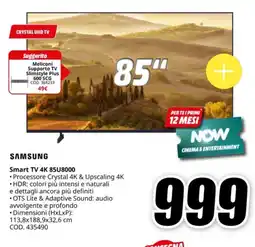 MediaWorld SAMSUNG Smart TV 4K 85U8000 offerta