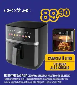 AmiCo Shop cecotec FRIGGITRICE AD ARIA CECOFRY&GRILL DUO HEAT 8000 offerta
