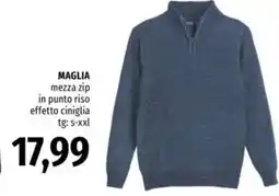 Famila MAGLIA mezza zip in punto riso effetto ciniglia offerta
