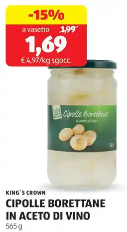 ALDI King's crown cipolle borettane in aceto di vino offerta