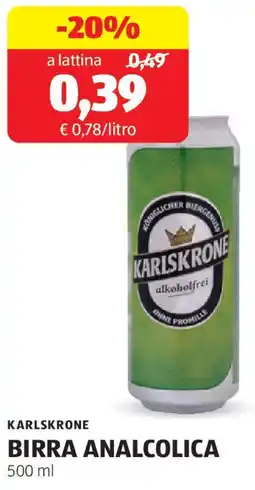 ALDI Karlskrone birra analcolica offerta