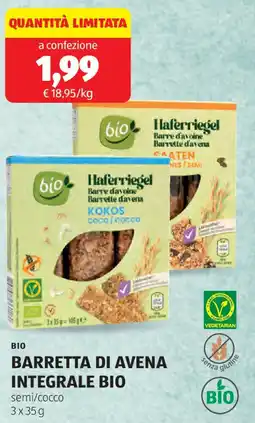 ALDI Bio barretta di avena integrale bio offerta