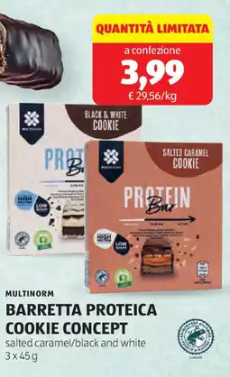 ALDI Multinorm barretta proteica cookie concept offerta