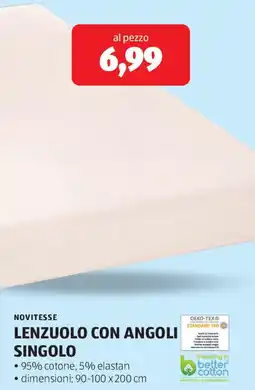 ALDI Novitesse lenzuolo con angoli singolo offerta