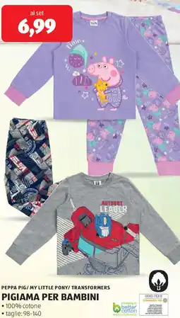 ALDI Peppa pig/ my little pony/ transformers pigiama per bambini offerta