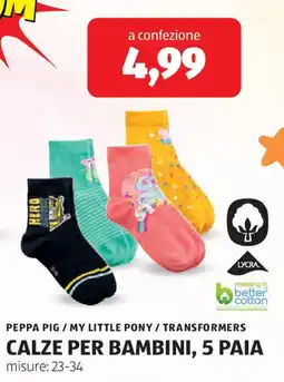 ALDI Peppa pig / my little pony/transformers calze per bambini, 5 paia offerta