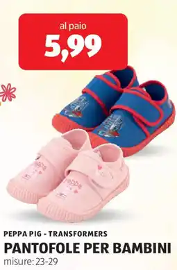 ALDI Peppa pig -transformers pantofole per bambini offerta