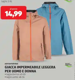 ALDI Adventuridge giacca impermeabile leggera per uomo e donna offerta