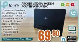 Extracoop tp-link ARCHER VR1200V MODEM ROUTER VOIP AC1200 offerta