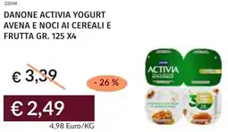 Prezzemolo e Vitale Danone activia yogurt avena e noci ai cereali e frutta offerta